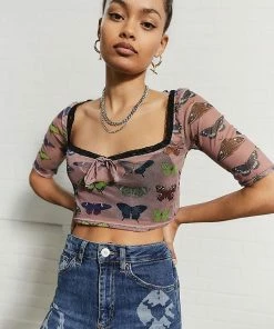 New Girl Order MESH BUTTERFLY TOP Tops