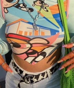 New Girl Order POWERPUFF GIRLS AOP OPEN BACK LS TOP