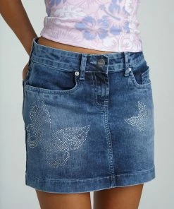 New Girl Order BUTTERFLY DENIM SKIRT