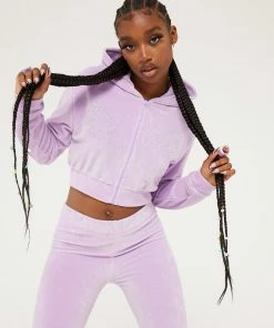 New Girl Order Tops DIAMANTE BUTTERFLY VELOUR HOODIE