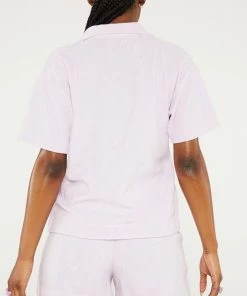 New Girl Order Tops NGO FLOWER LOGO TERRY SHIRT LILAC