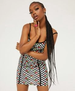 New Girl Order Tops CHERRY CHECKERBOARD DRESS