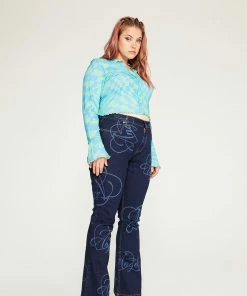 New Girl Order ABSTRACT BLUE CHECK SHIRT CURVE