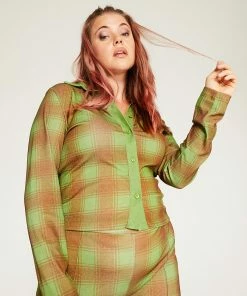 New Girl Order ALL OVER PRINT CHECK SHIRT CURVE