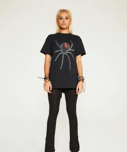 New Girl Order Tops GLITTER SPIDER TEE