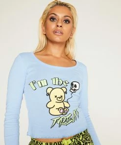 New Girl Order IM THE TREAT BLUE LONG SLEEVE Tops