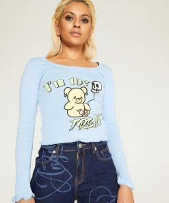 New Girl Order IM THE TREAT BLUE LONG SLEEVE Tops