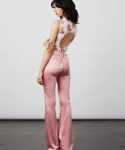 New Girl Order STRETCH SATIN FLARES - PINK Tops