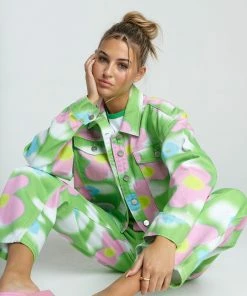 New Girl Order FLOWER SKY DENIM JACKET NEW IN