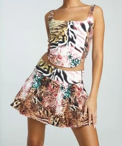 New Girl Order Y2K JUNGLE DENIM MINI SKIRT NEW IN