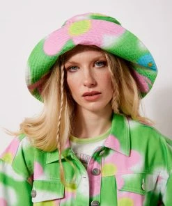 New Girl Order FLOWER SKY PRINT DENIM FISHERMAN HAT NEW IN