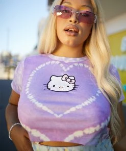 New Girl Order T-shirts HELLO KITTY HEART TIE DYE BABY TEE CURVE