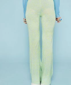 New Girl Order Tops POWERPUFF GIRLS LEOPARD PRINT FLARES - GREEN