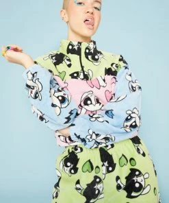 New Girl Order POWERPUFF GIRLS COLOUR BLOCK FLEECE 1/4 ZIP Tops