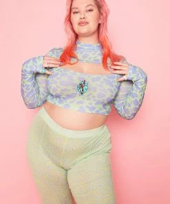 New Girl Order Tops POWERPUFF GIRLS COW PRINT CUT OUT LS TOP CURVE