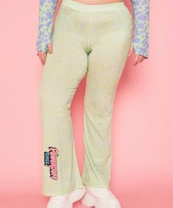 New Girl Order POWERPUFF GIRLS LEOPARD PRINT FLARES CURVE - GREEN Tops