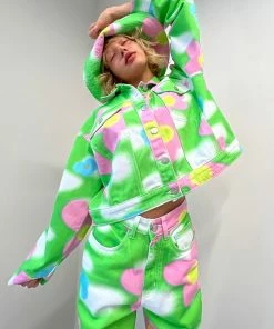 New Girl Order FLOWER SKY DENIM JACKET NEW IN