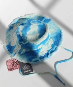 New Girl Order CLOUD PRINT DENIM FISHERMAN HAT WITH WIDE BRIM