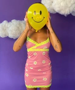 New Girl Order FLOWER SMILEY LACE TRIM DRESS 9 New Girl Order FLOWER SMILEY LACE TRIM DRESS