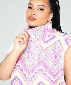 New Girl Order Sleeveless Aztec Borg Curve Tops