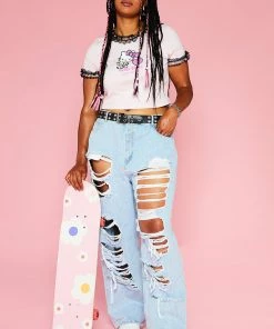 New Girl Order HELLO KITTY LACE DETAILED TEE CURVE Tops