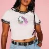 New Girl Order HELLO KITTY LACE DETAILED TEE CURVE Tops