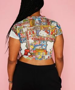 New Girl Order HELLO KITTY MESH CROP TEE CURVE