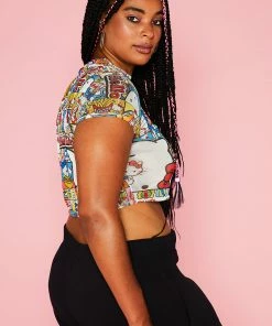 New Girl Order HELLO KITTY MESH CROP TEE CURVE