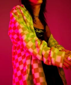 New Girl Order Checkerboard Fleece Shirt Tops