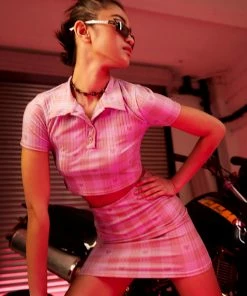 New Girl Order RIB HEART GINGHAM MINI SKIRT