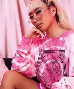 New Girl Order Opera Lady Tie Dye Long Sleeve Tee Pink Tops