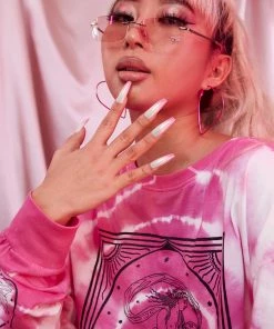 New Girl Order Opera Lady Tie Dye Long Sleeve Tee Pink Tops