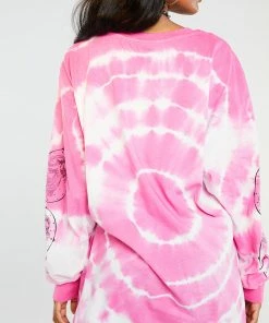 New Girl Order Opera Lady Tie Dye Long Sleeve Tee Pink Tops