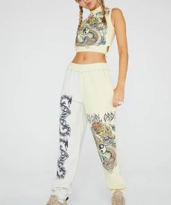 New Girl Order Yin Yang Dragon Panel Joggers