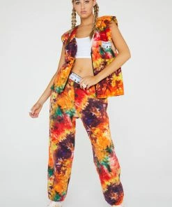 New Girl Order Tops Tie Dye Fleece Sleeveless Jacket