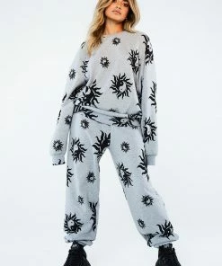 New Girl Order Tops Yin Yang Grey Marl Sweatshirt