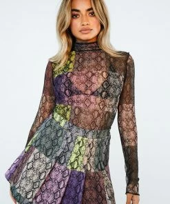 New Girl Order SNAKE MULTI PLEATED SKIRT