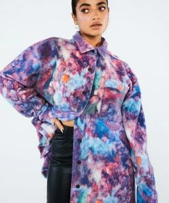 New Girl Order Tops MARBLE FLEECE SHIRT