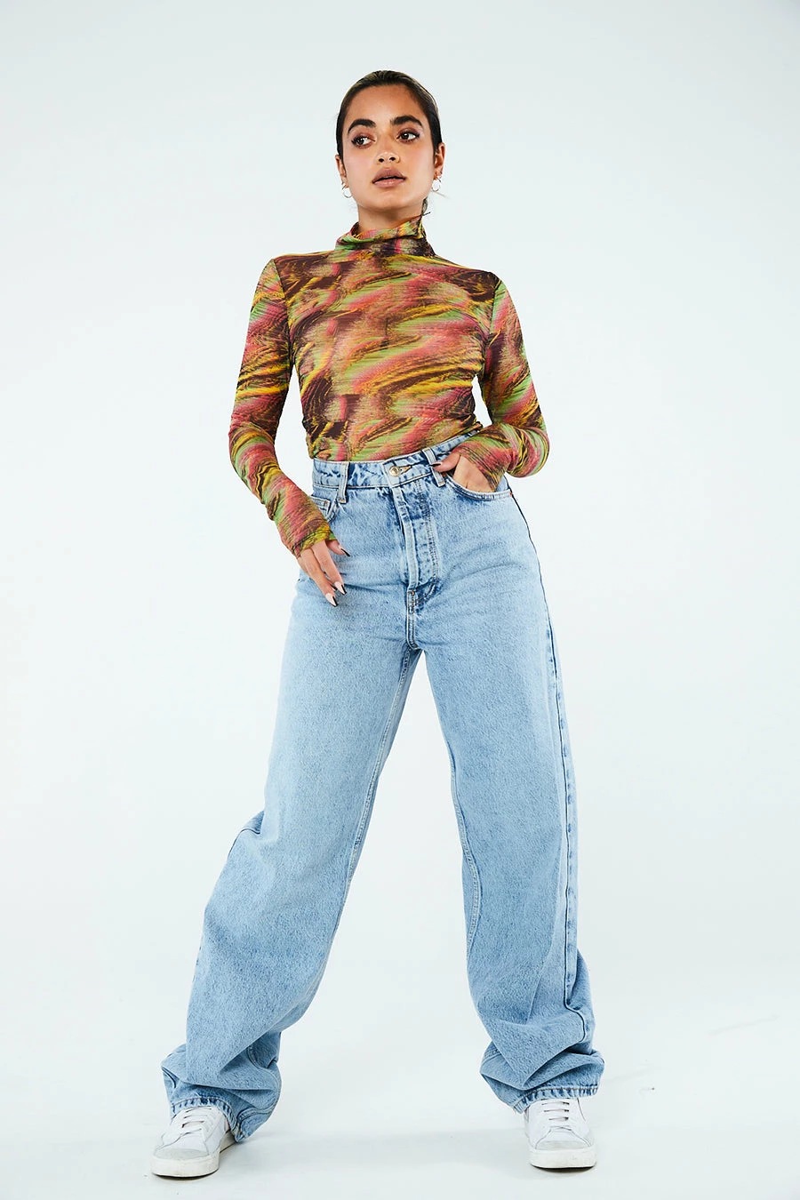 New Girl Order MULTI COLOUR HIGH NECK MESH TOP 2 New Girl Order MULTI COLOUR HIGH NECK MESH TOP