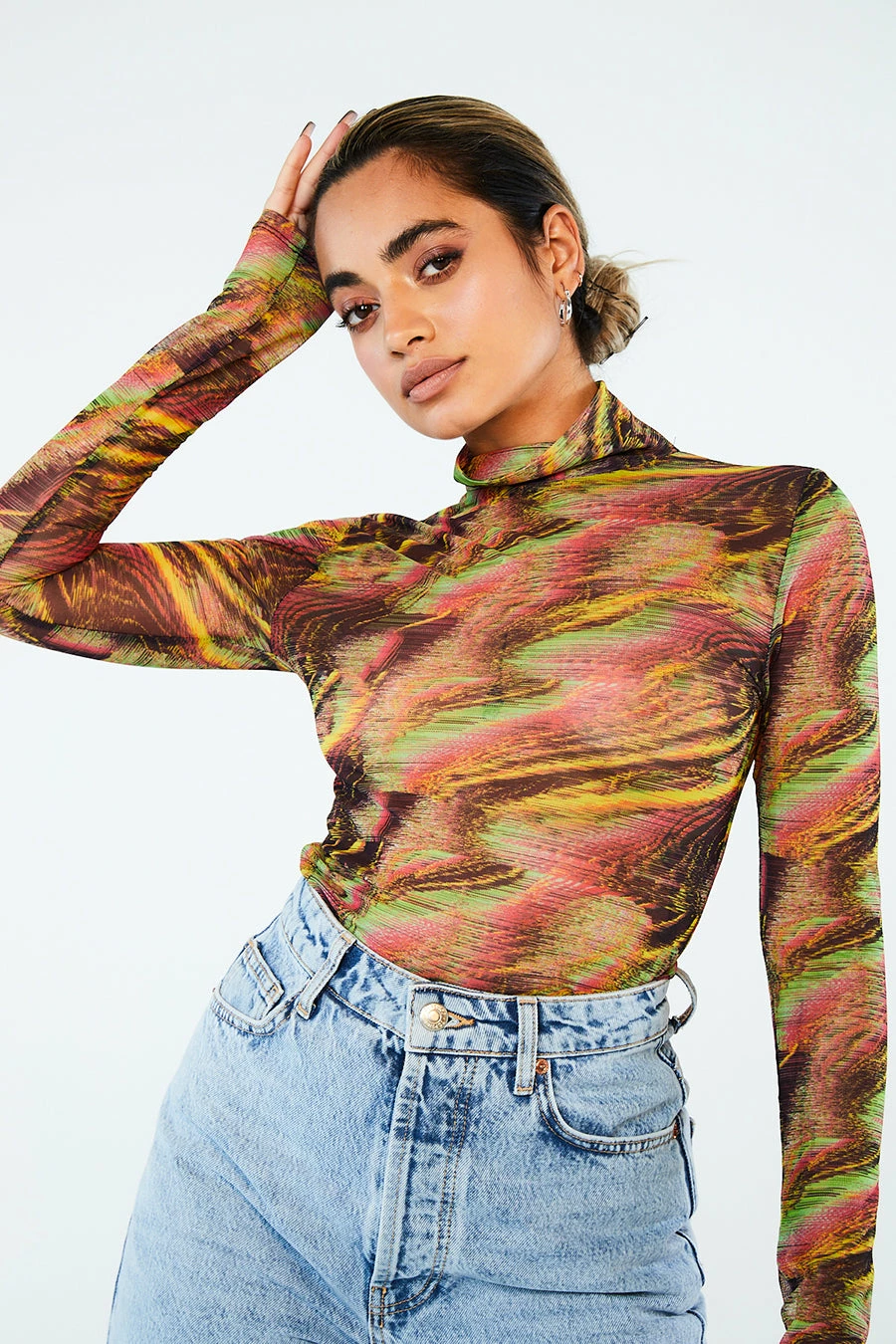 New Girl Order MULTI COLOUR HIGH NECK MESH TOP 1 New Girl Order MULTI COLOUR HIGH NECK MESH TOP