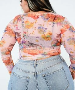 New Girl Order SWEET KITTY MESH TOP CURVE Tops