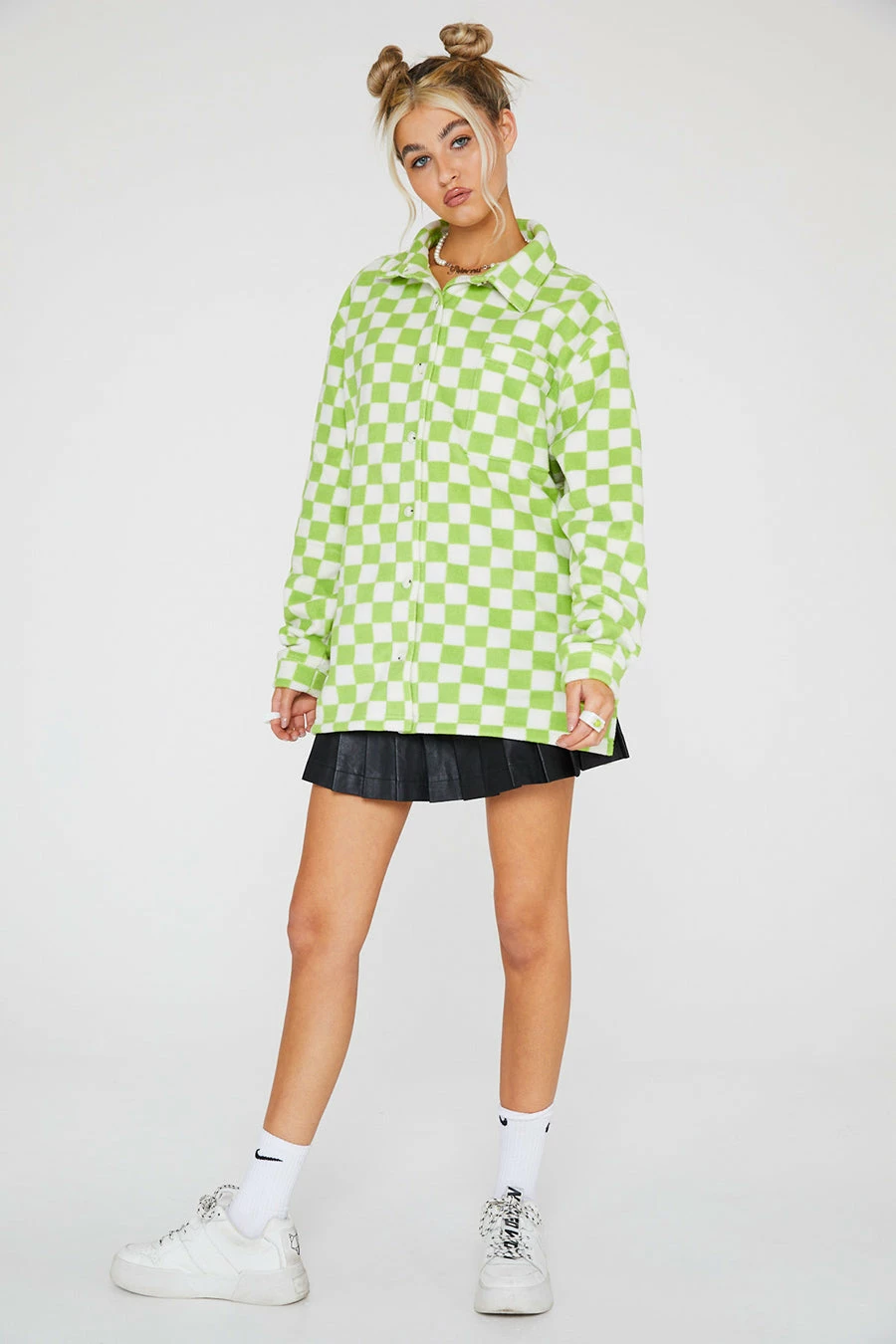 New Girl Order Checkerboard Fleece Shirt Tops 5 New Girl Order Checkerboard Fleece Shirt Tops