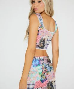 New Girl Order Tops COTTAGE MIXED PRINT MINI SKIRT