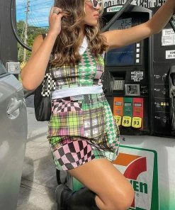 New Girl Order PATCHWORK VELOUR SKIRT